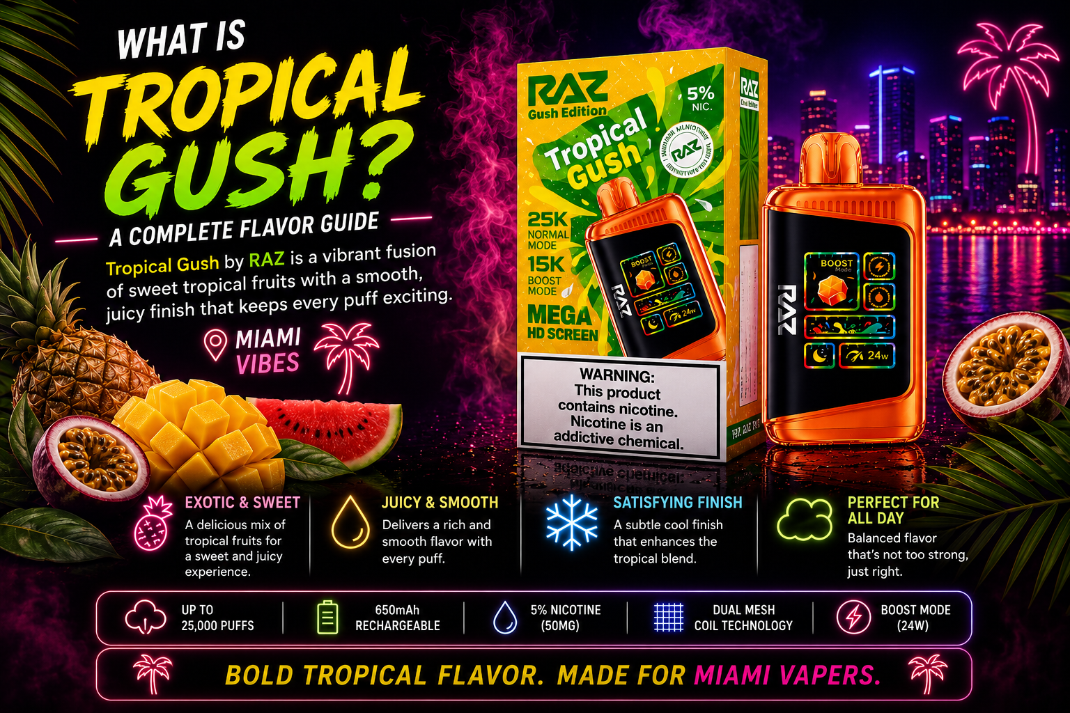 what flavor is tropical storm raz Gush Review | Tropical Vape Vuse Pro One Pod Vape Hardware Brand-Elf Bar Flavor:Aloe Mango Ice
