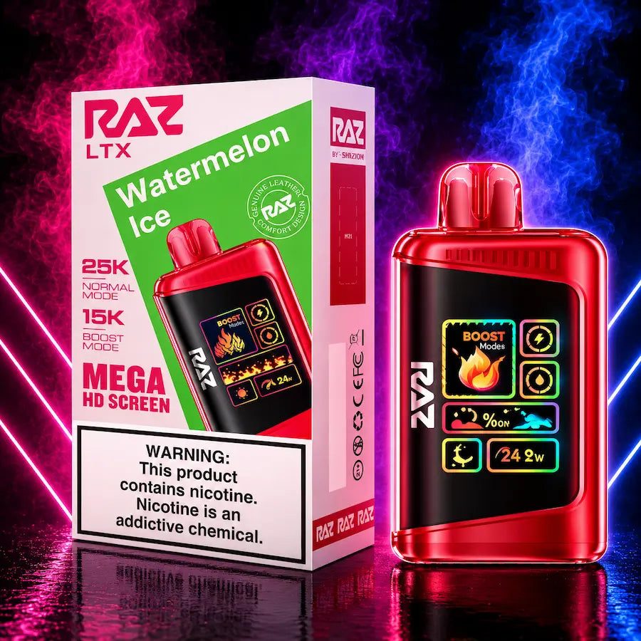 what is boost mode on raz vape LTX Watermelon Ice 25000 Puffs Disposable 悦刻六代水果味烟弹 Ohm:1.0 Ohm Mesh Pod - 4 Pack Sadboy E-liquid