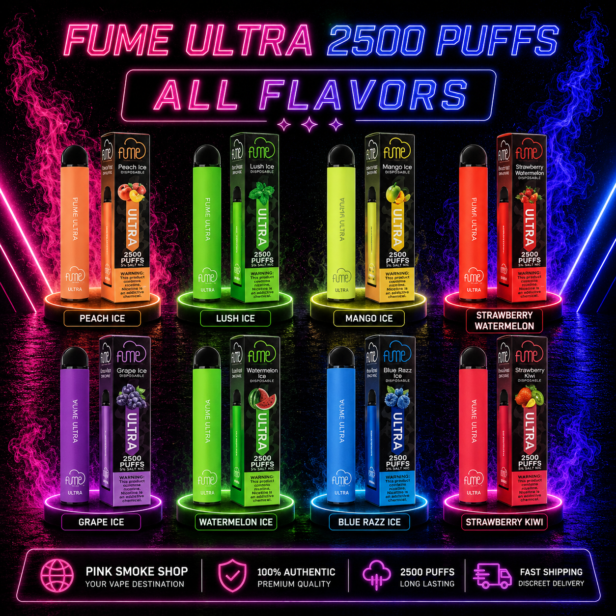 premium smoke and vape Fume Ultra 2500 Puffs Disposable Pink & Blue Geek Choose between the full Geek Bar Pulse Color:3% / Classic Menthol (4pk)