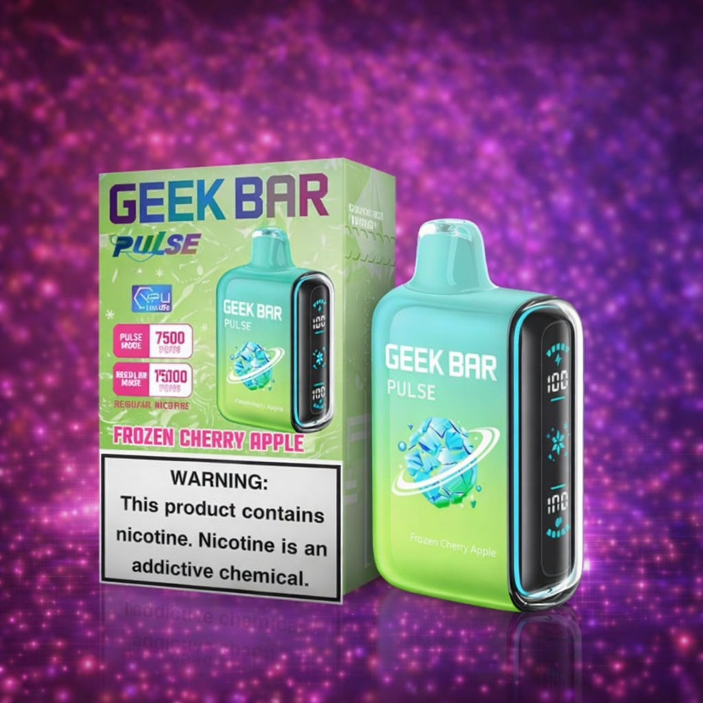 Geek Bar Pulse Frozen Cherry Apple disposable vape 15000 puffs rechargeable vape with smart display and smooth flavor