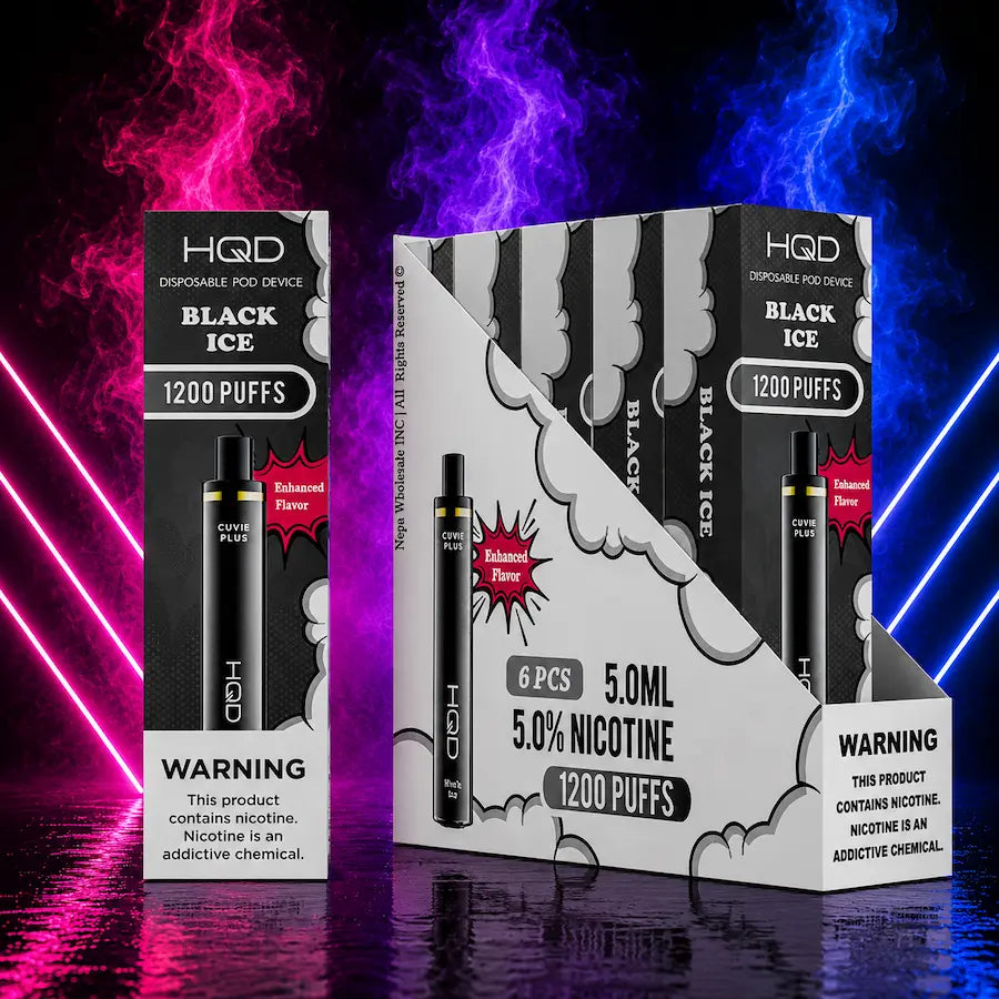 HQD Black Ice 1200 puffs disposable vape device with cool menthol flavor available in Miami