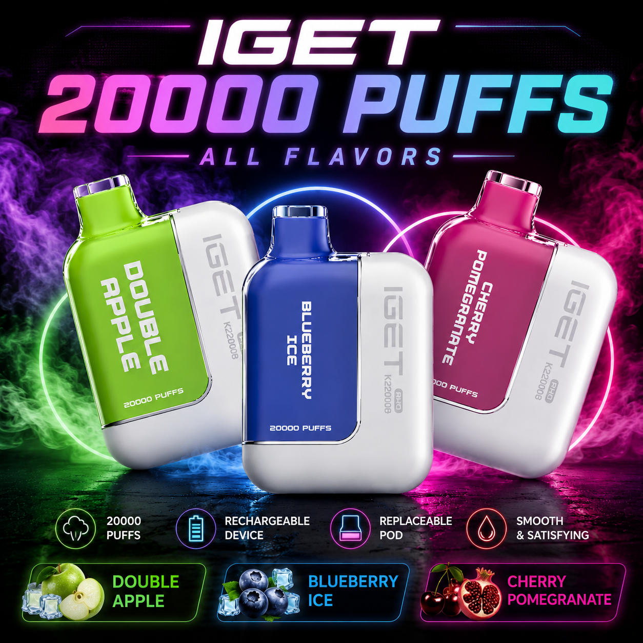 IGET 20000 Puffs Kit Replaceable Pod System | Pink Smoke Shop pink smoke shop IGET 20000 Puffs Kit Replaceable Pod System | Pink Smoke Shop pink smoke shop