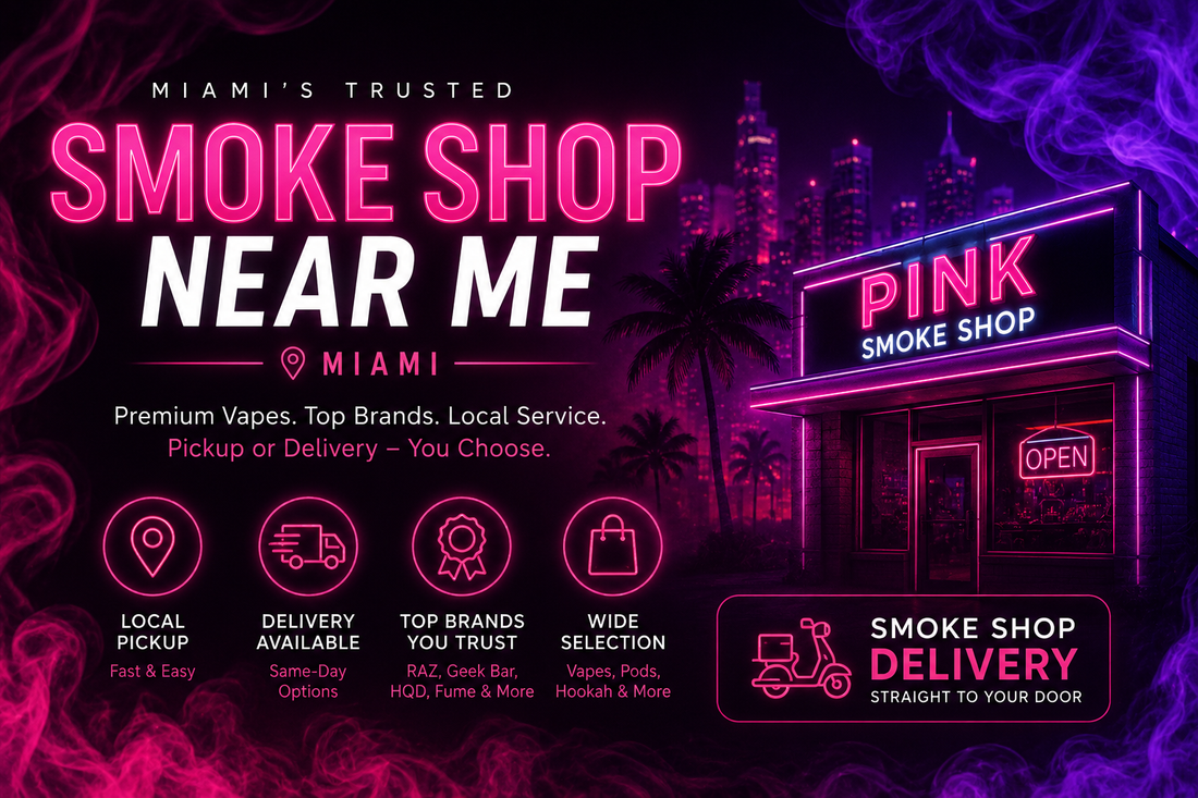 Best smoke shop near me in Miami with vape delivery, disposable vapes, hookah accessories, and local pickup options.