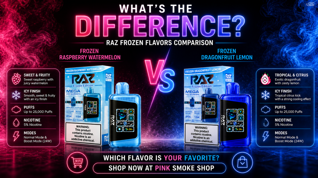 RAZ Frozen Flavors Comparison: Raspberry Watermelon vs Dragonfruit Lemon pink smoke shop RAZ Frozen Flavors Comparison: Raspberry Watermelon vs Dragonfruit Lemon pink smoke shop