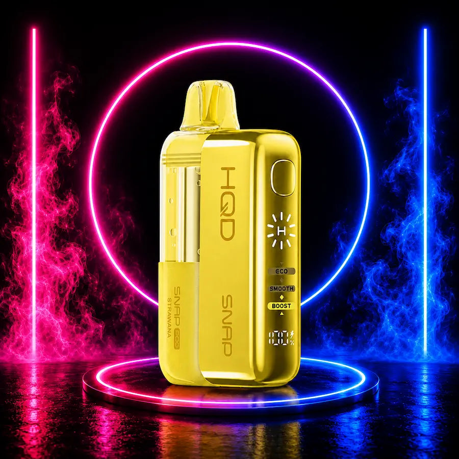HQD SNAP 50K Pod Kit Strawana 5% Nicotine Magnetic Disposable Vape with Digital Display and Rechargeable Power Bank