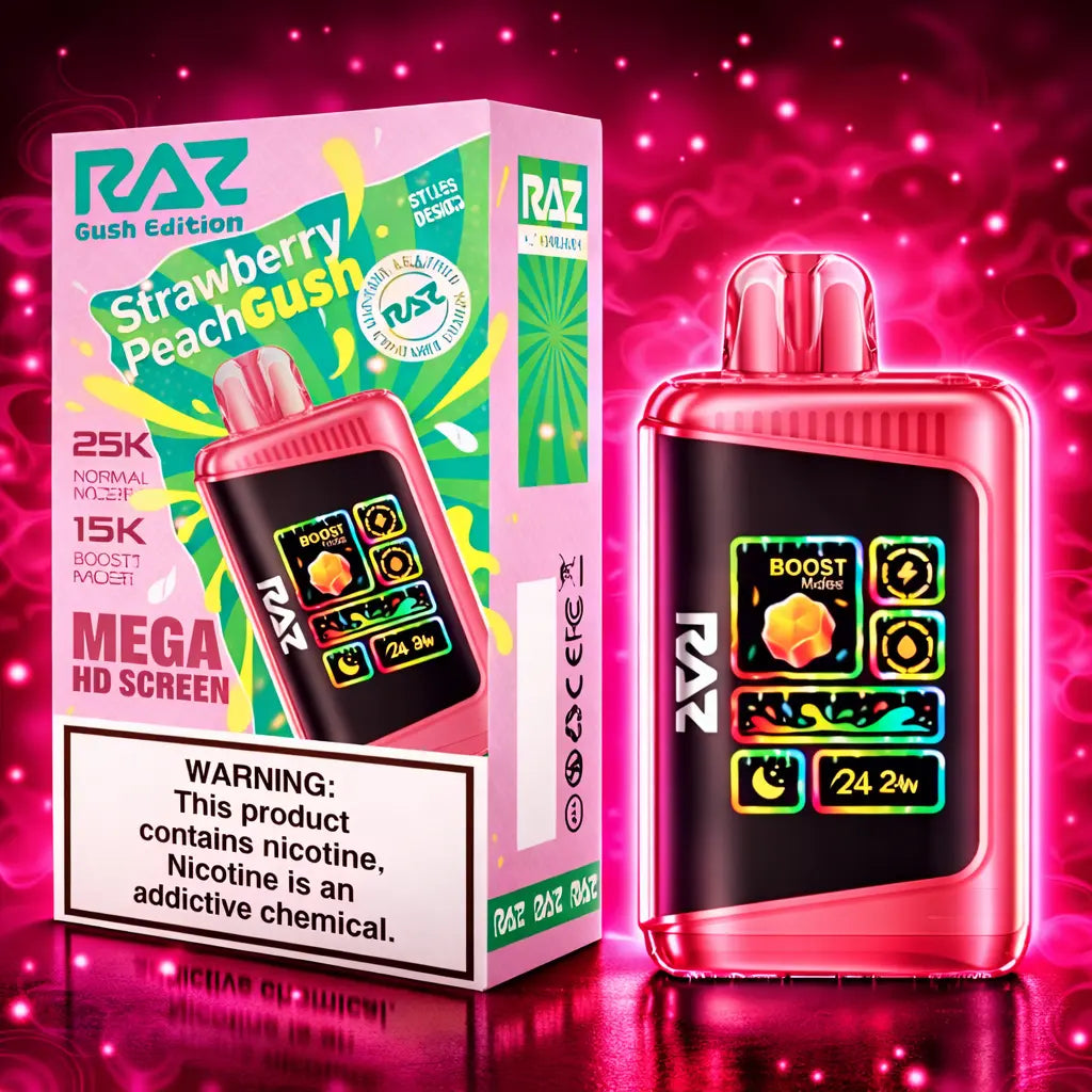 RAZ Gush Edition Strawberry Peach Gush Disposable Vape 25000 Puffs Miami