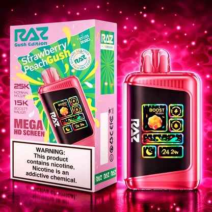 RAZ Gush Edition Strawberry Peach Gush Disposable Vape 25000 Puffs Miami
