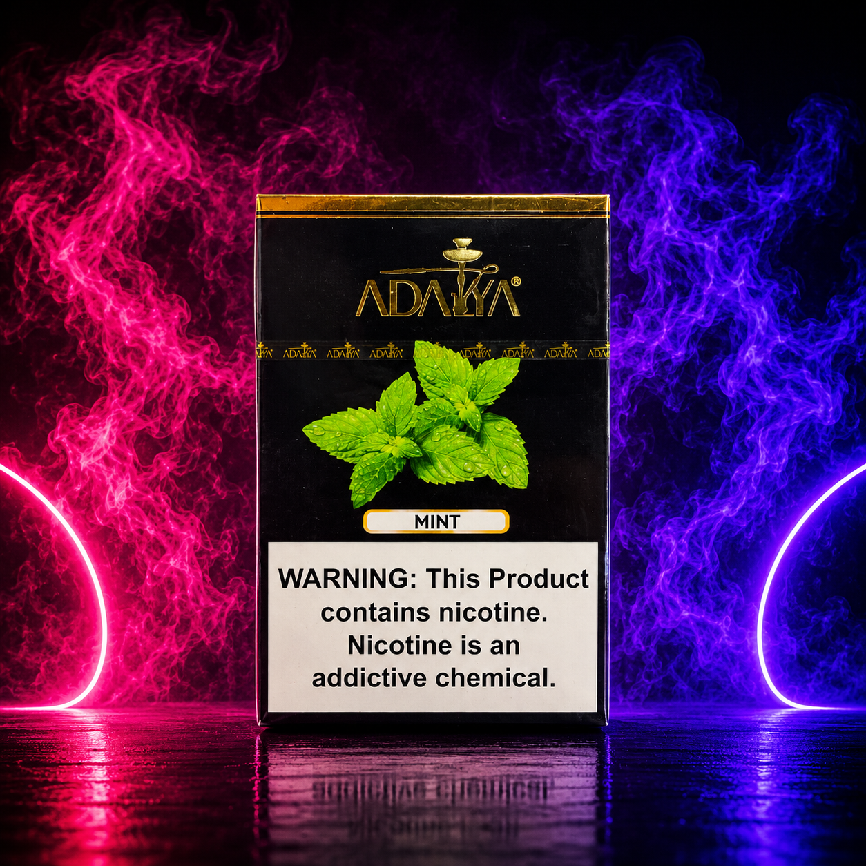 Adalya Mint Hookah Tobacco 50g delivering a clean, cool and refreshing mint shisha flavor.