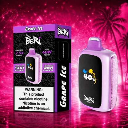 Buy Grape Ice Beri Crush disposable vape 25000 puffs online in Miami with premium neon design