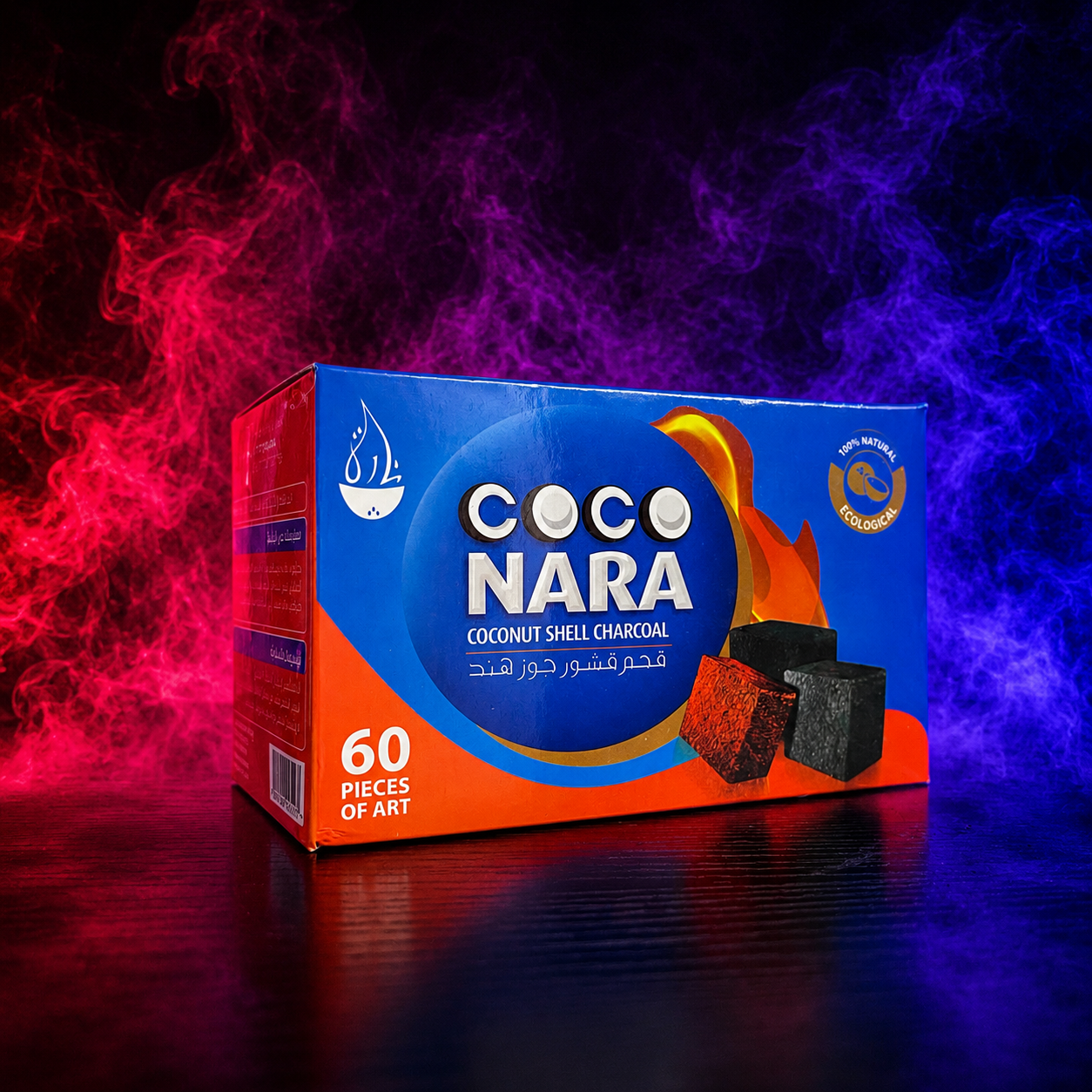 Coco Nara Coconut Shell Charcoal 60 Pieces Natural Hookah Charcoal