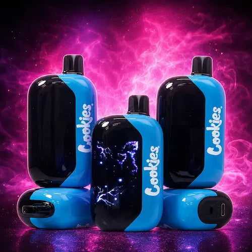 Cookies 30000 Puffs Disposable Vape product display showing front and side design with rechargeable high-capacity vape device