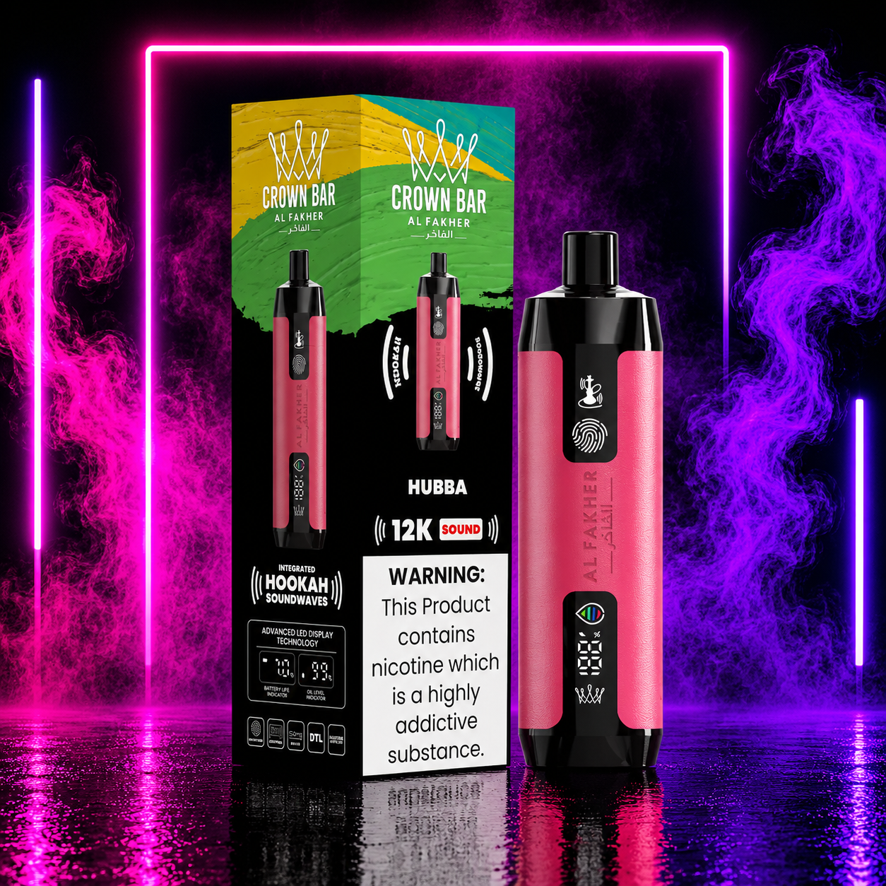 HOOKAH CROWN BAR AL FAKHER 12K PUFFS DISPOSABLE VAPE - Multiple Flavor pink smoke shop HOOKAH CROWN BAR AL FAKHER 12K PUFFS DISPOSABLE VAPE - Multiple Flavor pink smoke shop