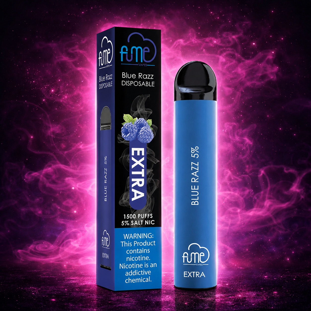 Fume Extra 1500 Puffs Blue Razz Disposable Vape – Multiple Flavors in Miami Pink Smoke Shop 