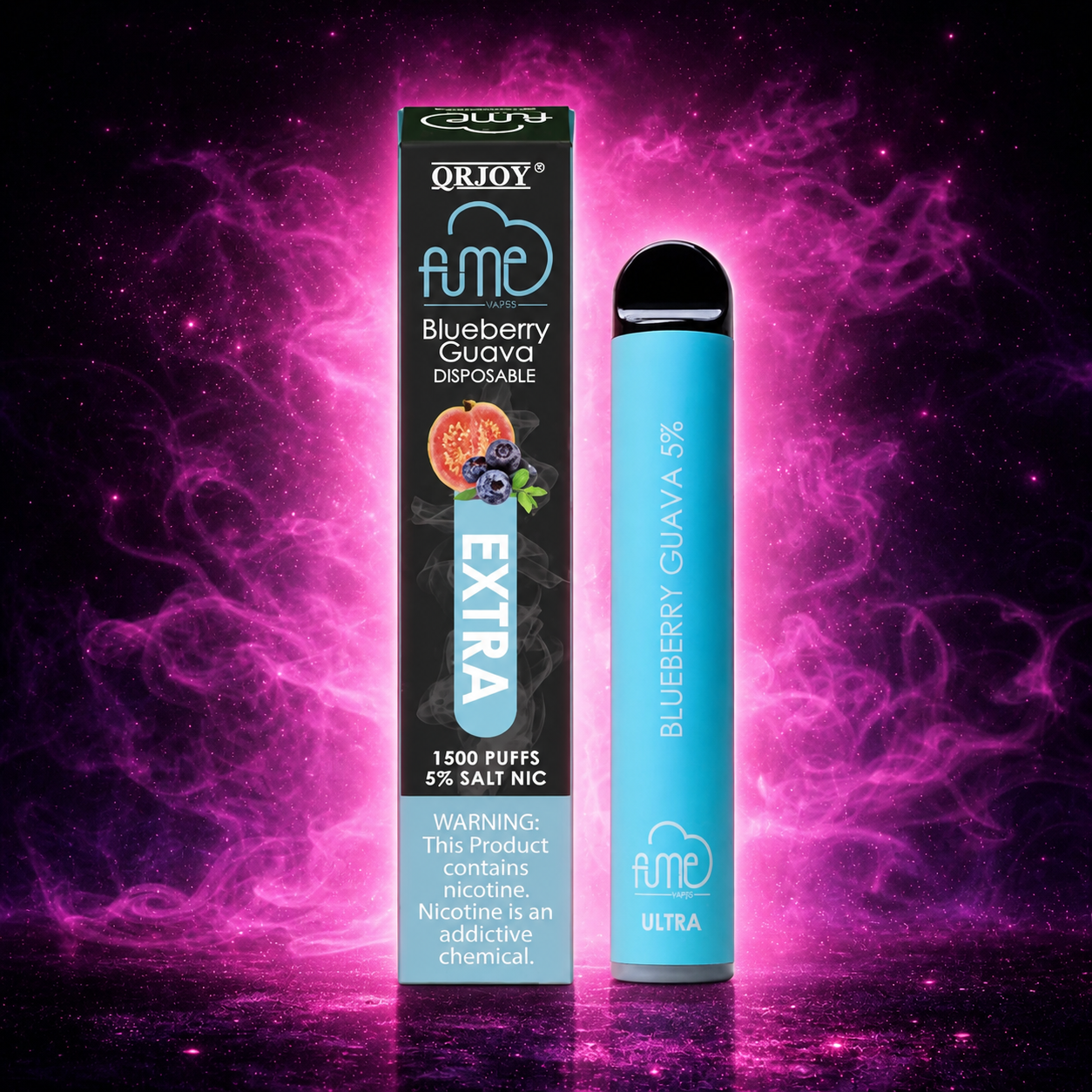 Fume Extra 1500 Puffs Blueberry Guava Disposable Vape – Multiple Flavors in Miami Pink Smoke Shop 