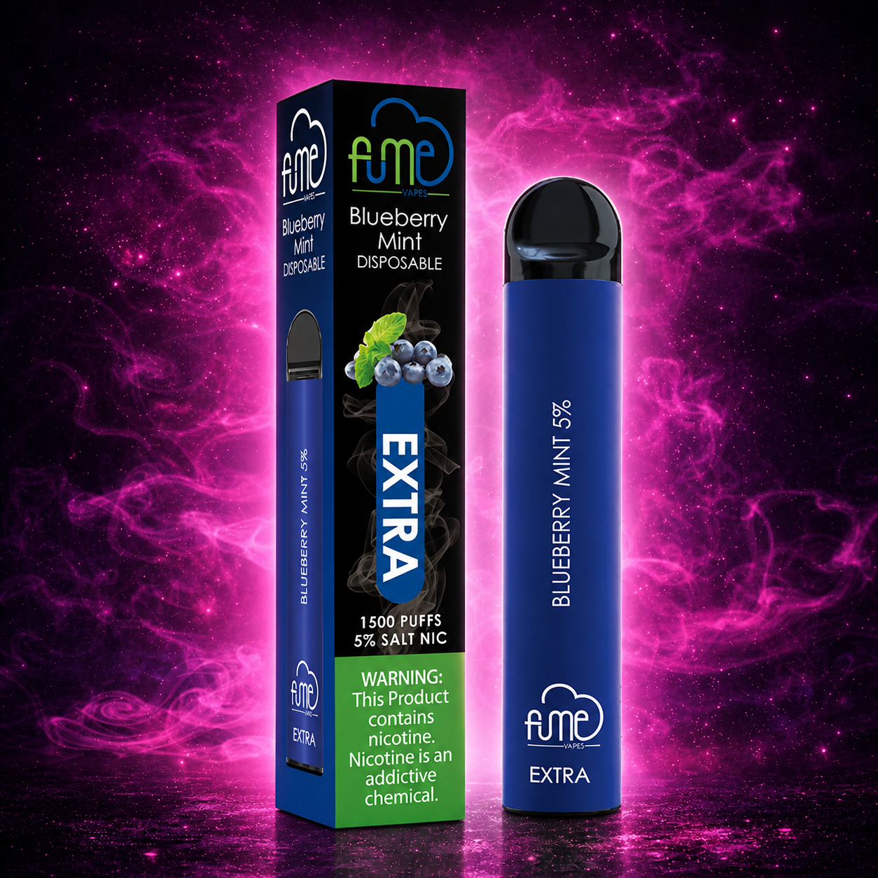 Fume Extra 1500 Puffs Blueberry Mint Disposable Vape – Multiple Flavors in Miami Pink Smoke Shop