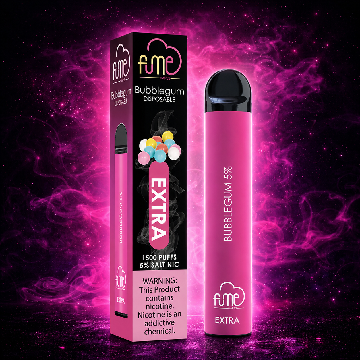 Fume Extra 1500 Puffs Bubblegum Disposable Vape – Multiple Flavors in Miami Pink Smoke Shop