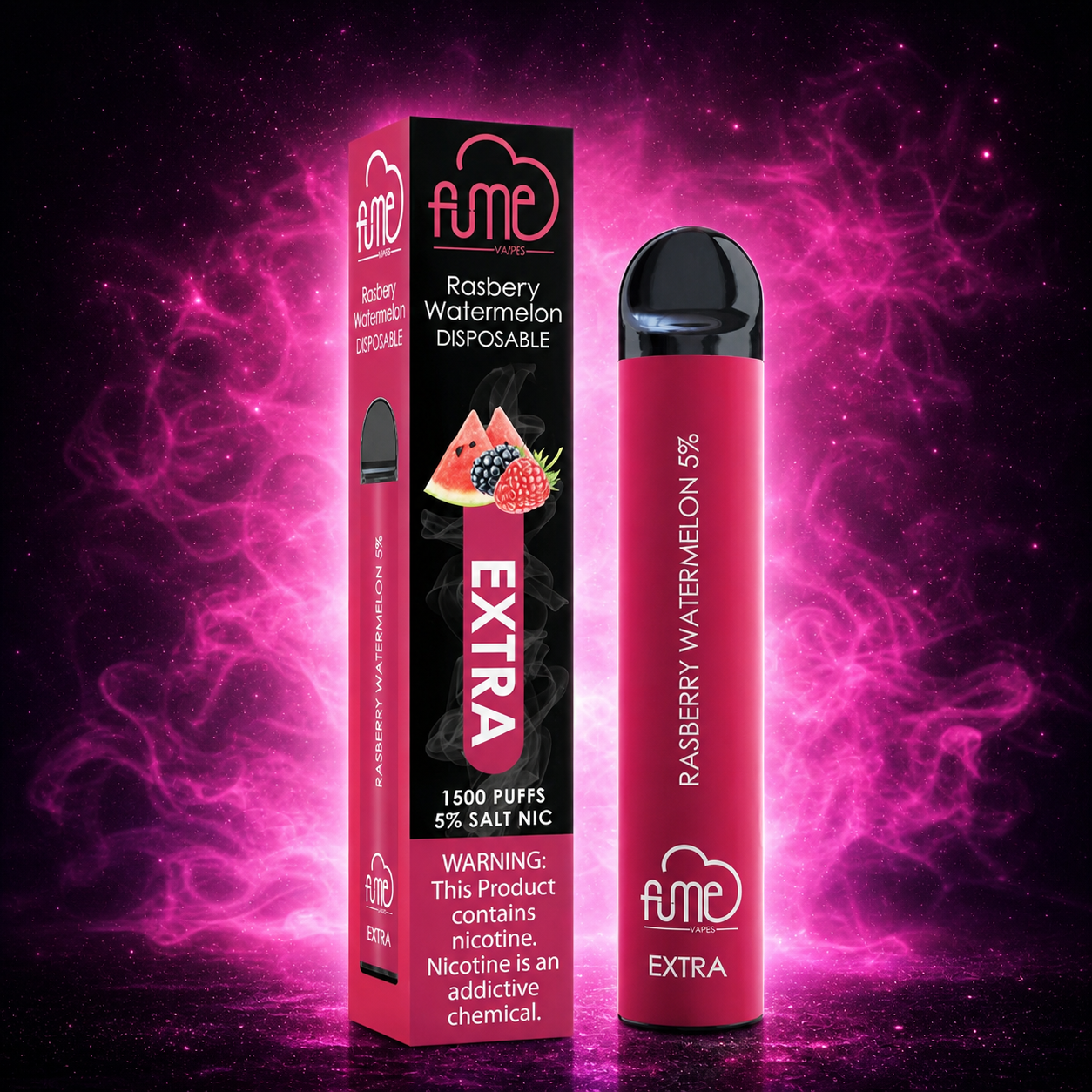 Fume Extra 1500 Puffs Rasberry watermelon Disposable Vape – Multiple Flavors in Miami Pink Smoke Shop 