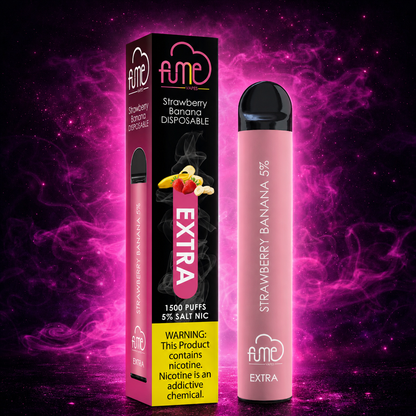 Fume Extra 1500 Puffs Strawberry Banana Disposable Vape – Multiple Flavors in Miami Pink Smoke Shop