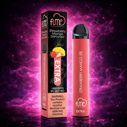 Fume Extra 1500 Puffs Strawberry Mango Disposable Vape – Multiple Flavors in Miami Pink Smoke Shop 