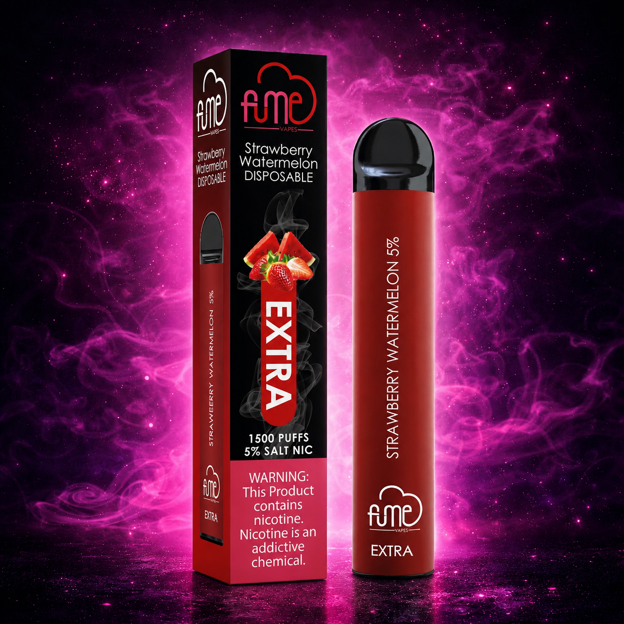 Fume Extra 1500 Puffs Strawberry Watermelon Disposable Vape – Multiple Flavors in Miami Pink Smoke Shop
