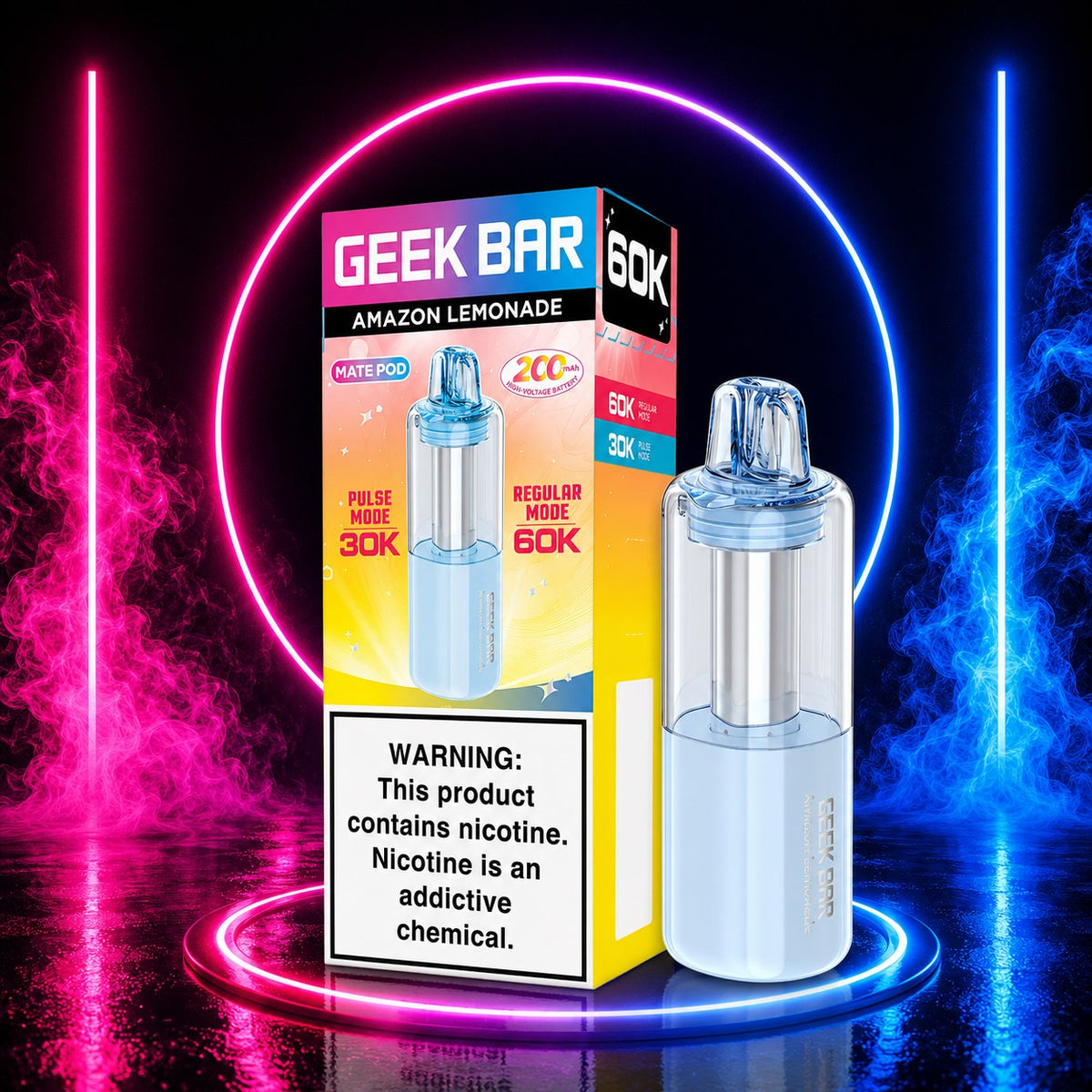 Geek Bar Mate Pod 60K Amazon Lemonade disposable vape pod with retail packaging at Pink Smoke Shop