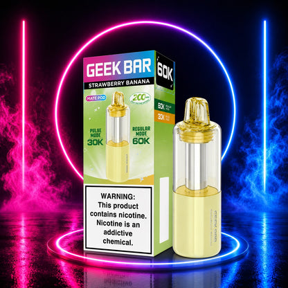 Geek Bar Mate Pod 60K Strawberry Banana disposable vape pod with retail packaging at Pink Smoke Shop