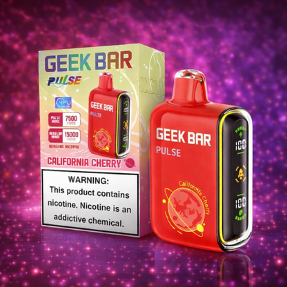 Geek Bar Pulse California Cherry disposable vape 15000 puffs rechargeable device Miami vape shop
