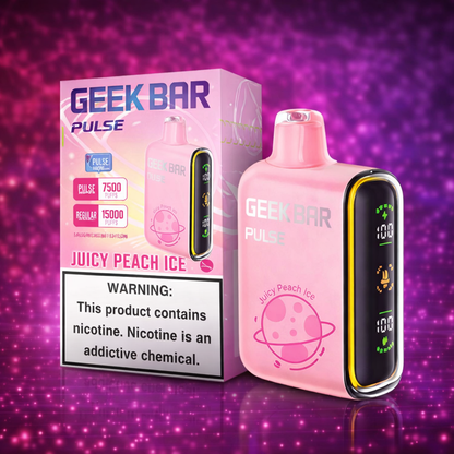 Geek Bar Pulse Juicy Peach Ice disposable vape peach menthol flavor 15000 puffs vape