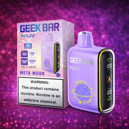Geek Bar Pulse Meta Moon disposable vape fruity flavor 15000 puffs rechargeable vape device