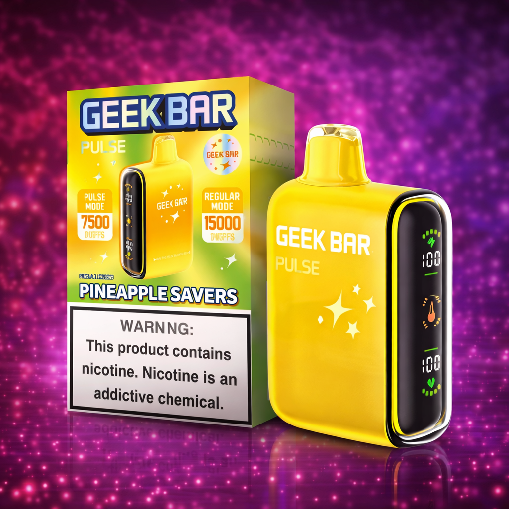 Geek Bar Pulse Pineapple Savers disposable vape tropical flavor 15000 puffs rechargeable vape