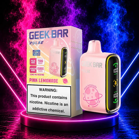 Geek Bar Pulse Pink Lemonade disposable vape 15000 puffs high performance long lasting vape device Miami