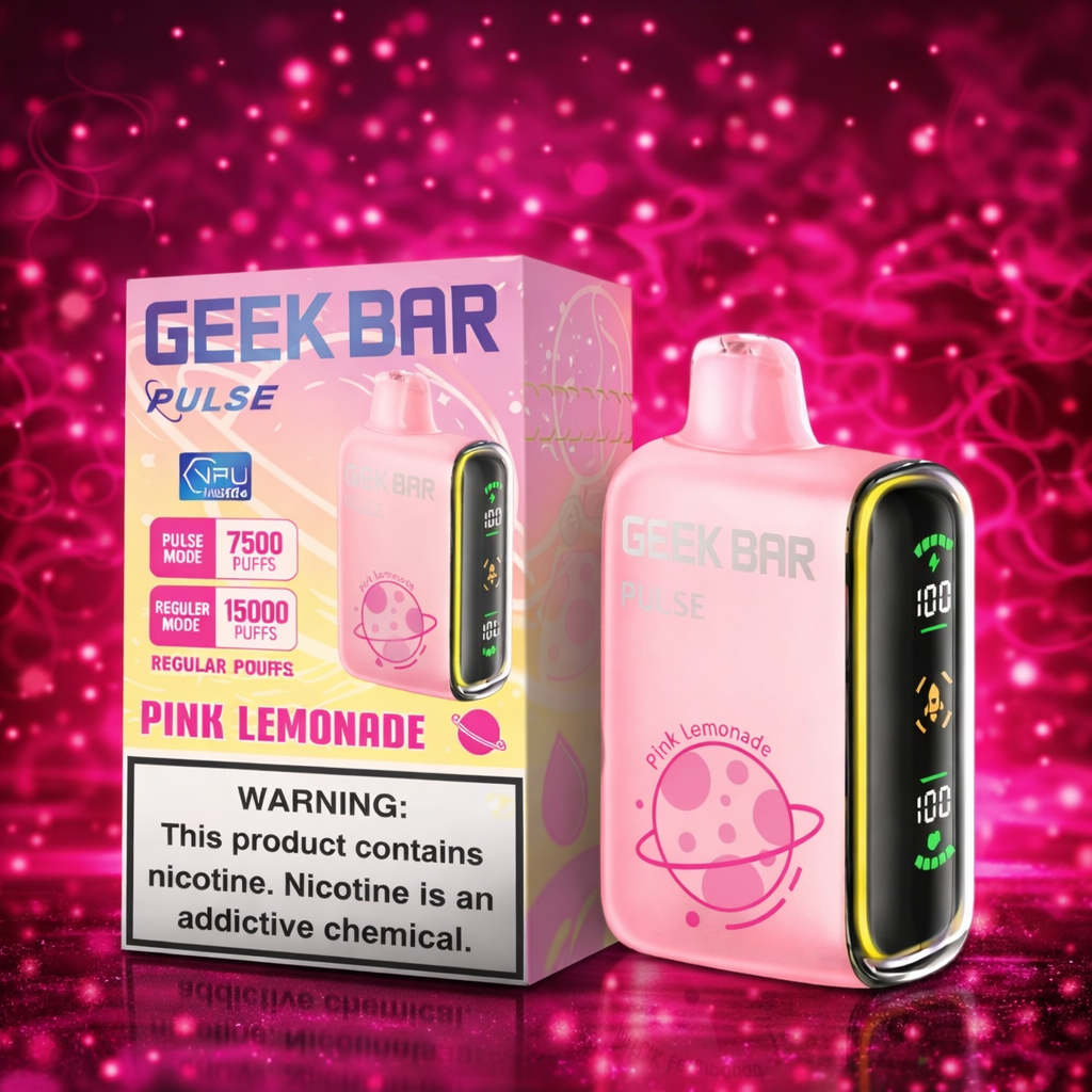 Geek Bar Pulse Pink Lemonade disposable vape 15000 puffs high performance long lasting vape device Miami