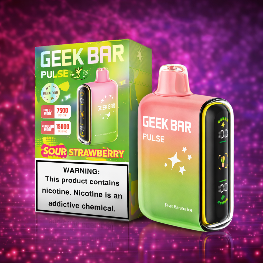 Geek Bar Pulse Sour Strawberry disposable vape sour berry flavor 15000 puffs rechargeable vape