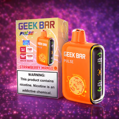 Geek Bar Pulse Strawberry Mango disposable vape 15000 puffs with dual mode and smart display
