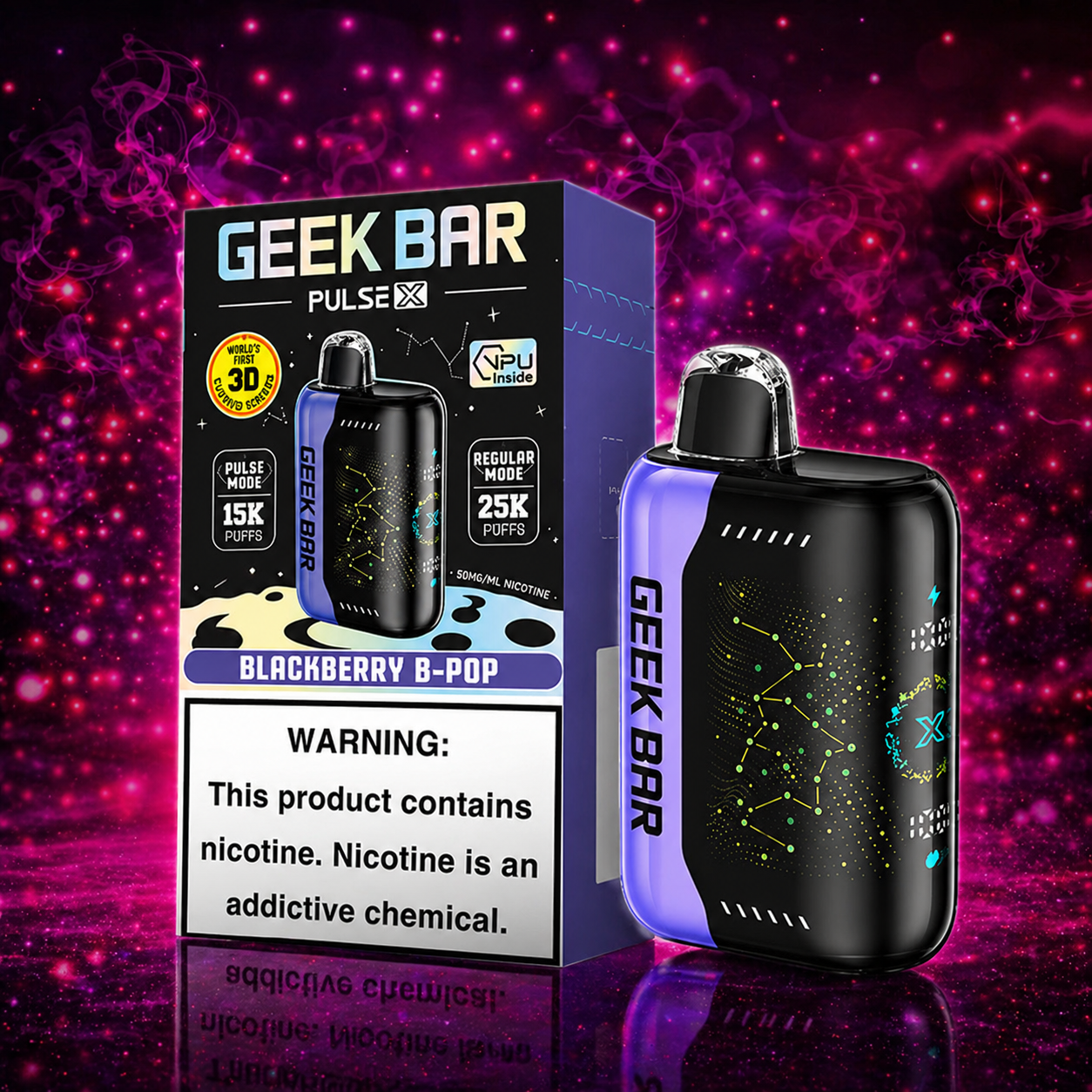 Geek Bar X 25000 Puffs Blackberry B-Burst Disposable Vape – Multiple Flavors in Miami Pink Smoke Shop 