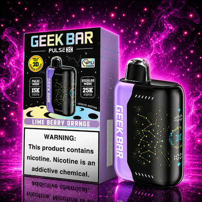 Geek Bar X 25000 Puffs Lime Berry Orange Disposable Vape – Multiple Flavors in Miami Pink Smoke Shop 