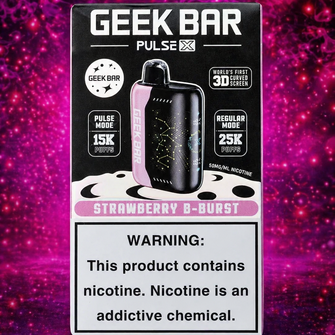 Geek Bar X 25000 Strawberry B Burst Disposable Vape – Multiple Flavors in Miami Pink Smoke Shop 