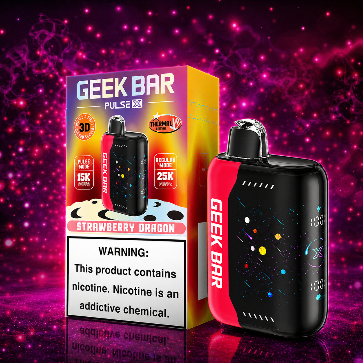 Geek Bar X 25000 Puffs Strawberry Dragon Disposable Vape – Multiple Flavors in Miami Pink Smoke Shop 