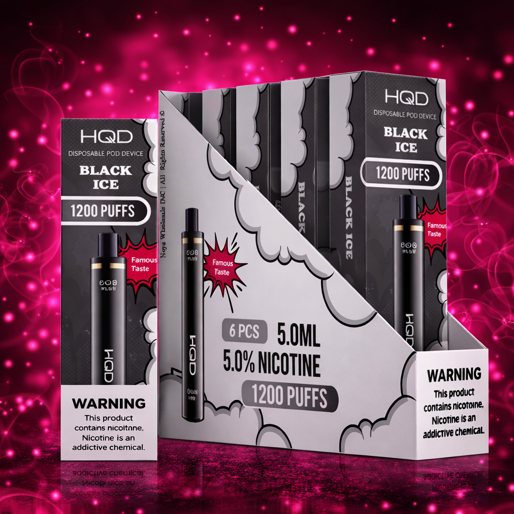 HQD Black Ice 1200 puffs disposable vape device with cool menthol flavor available in Miami