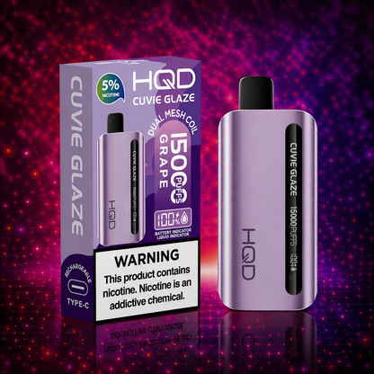 HQD Glaze 15000 Puffs Grape Disposable Vape – Multiple Flavors in Miami Pink Smoke Shop 