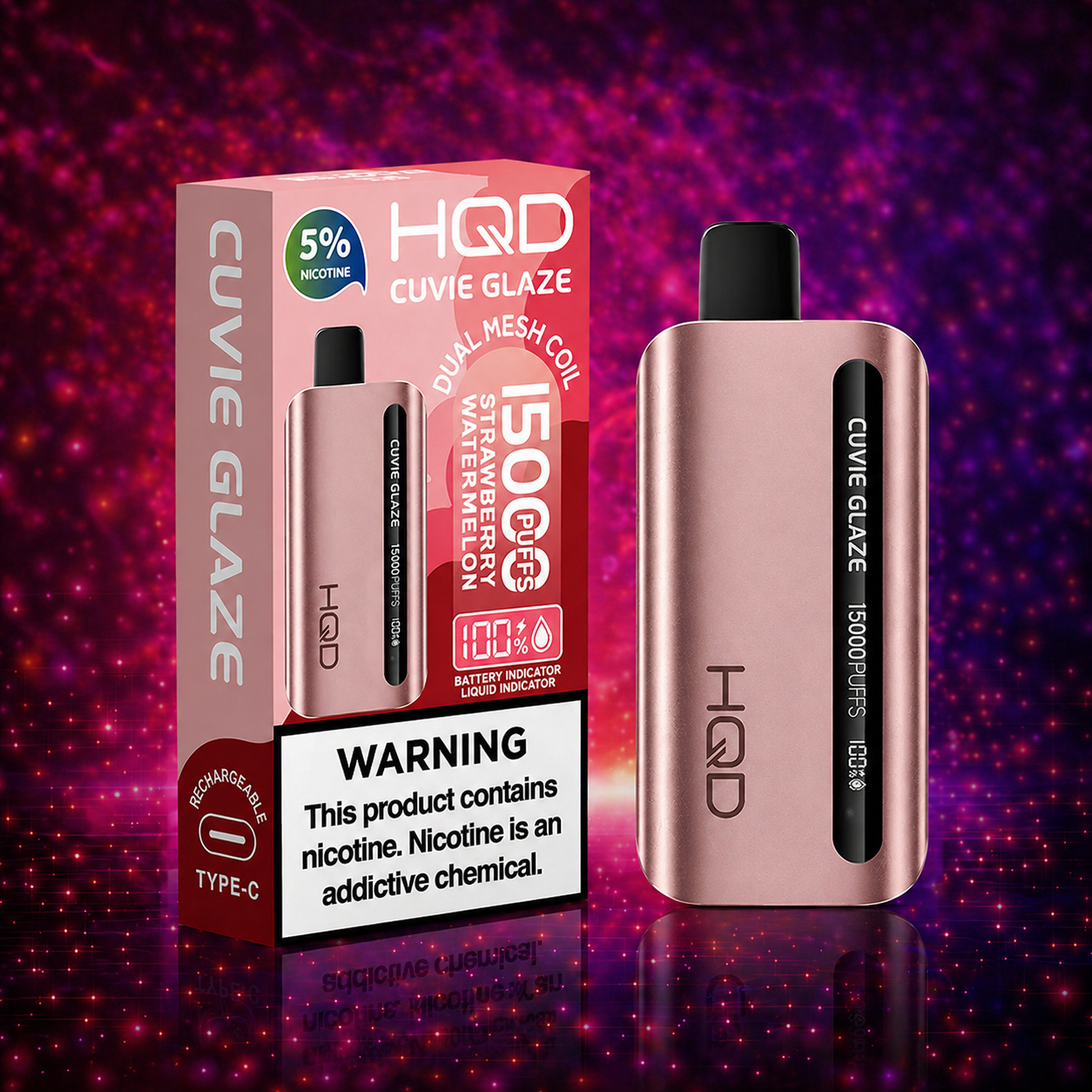 HQD Glaze 15000 Puffs Grape Disposable Vape – Multiple Flavors in Miami Pink Smoke Shop 