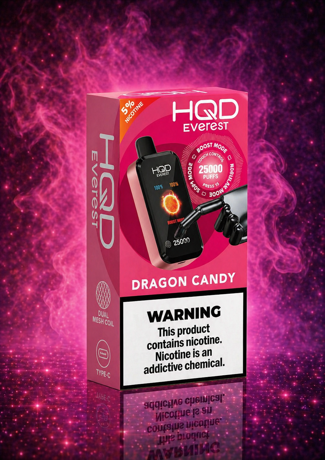 HQD Everest Dragon Candy disposable vape 25000 puffs rechargeable vape device dual mesh coil