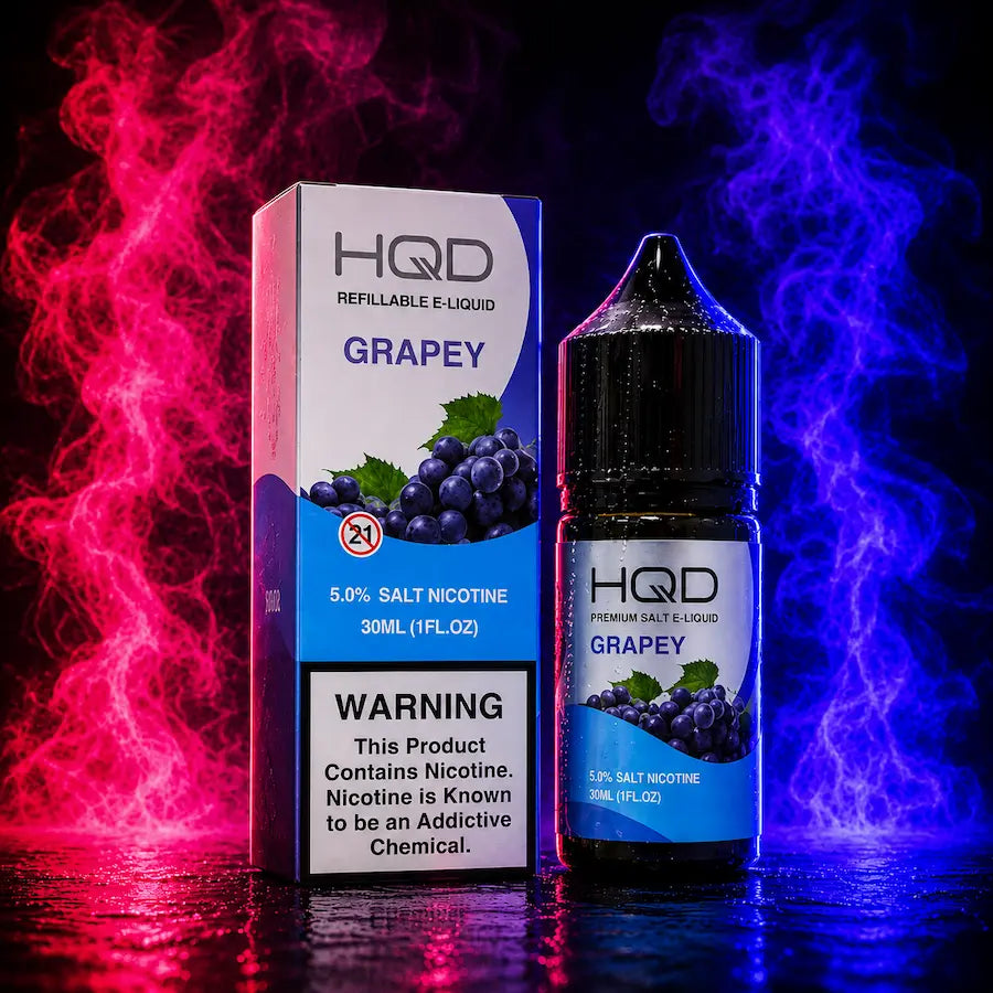 HQD Grapey 5% Salt Nicotine 30ML E-Liquid with box and bottle