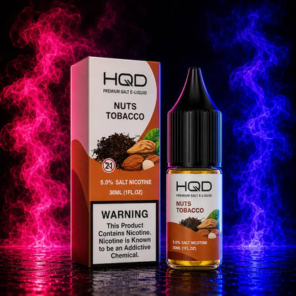 HQD Nuts Tobacco 5% Salt Nicotine 30ML E-Liquid with box and bottle