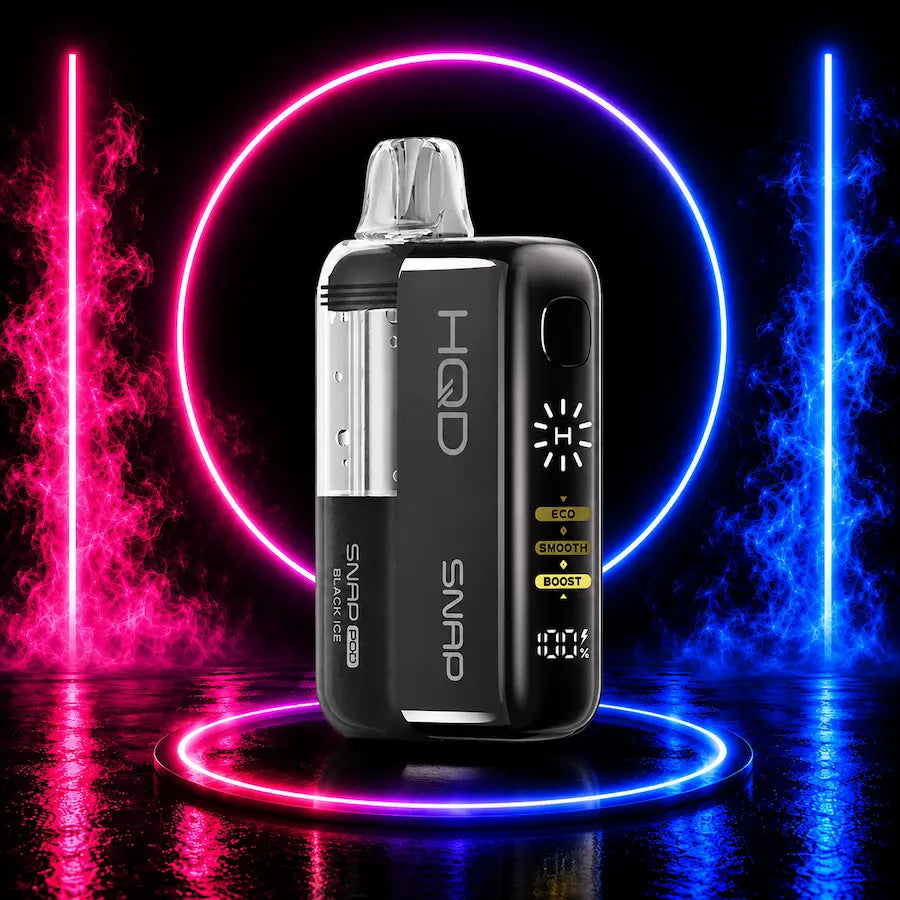 HQD SNAP 50K Pod Kit Black Ice 5% Nicotine Magnetic Disposable Vape with Smart Display and Rechargeable Power Bank