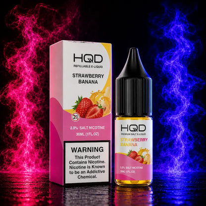 HQD Strawberry Banana 5% Salt Nicotine 30ML E-Liquid with box and bottle