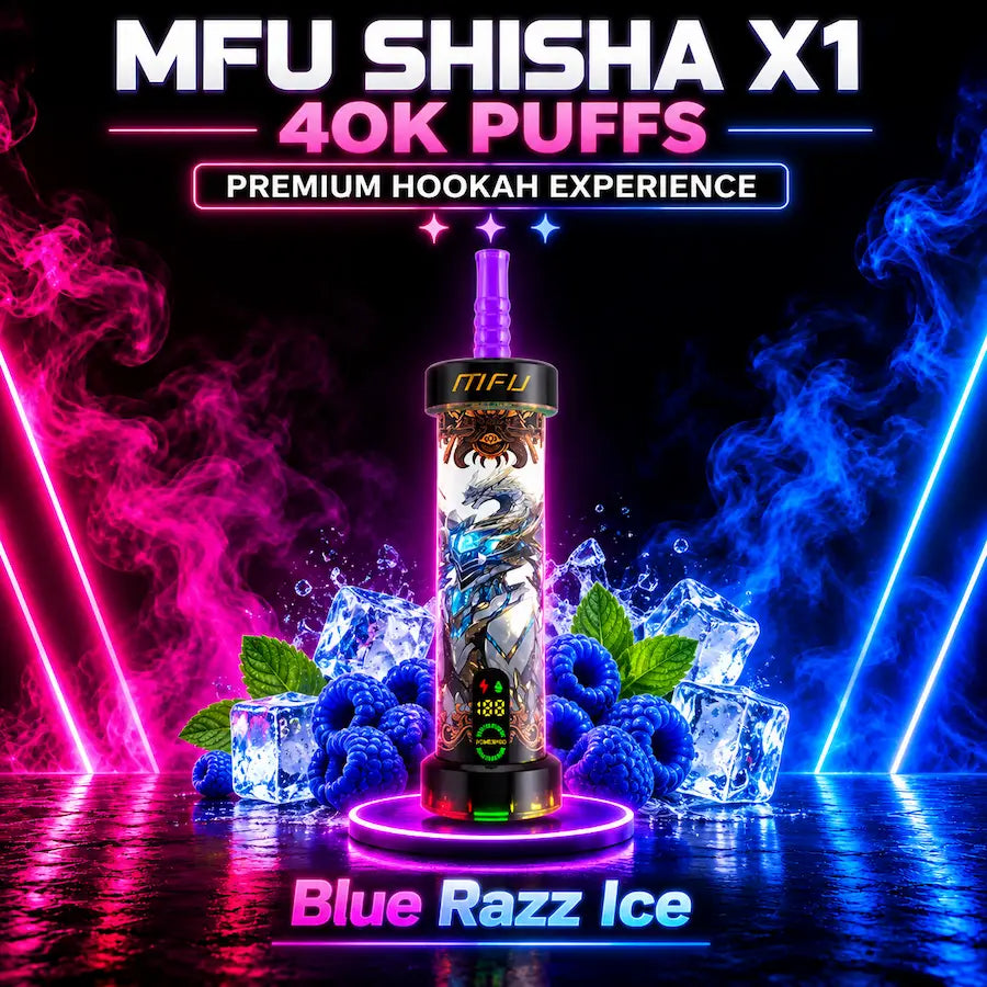 MFU Shisha X1 40K Puffs Blue Razz Ice Disposable Hookah 5% Nicotine