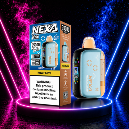 NEXA PIX 35000 Velvet Latte disposable vape inspired by creamy coffee flavor with smooth and satisfying performance.