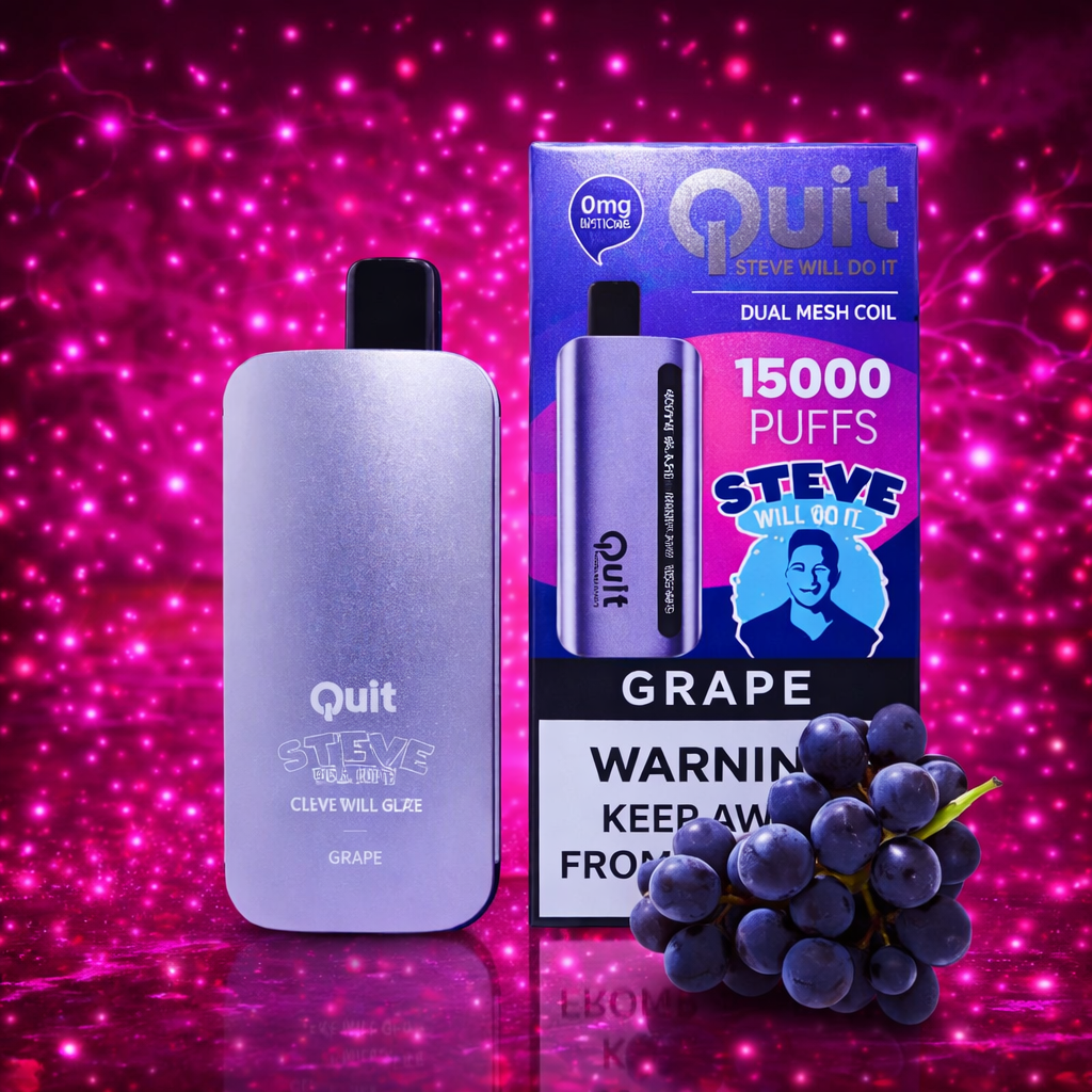 zero smoke vape HQD Quit Grape 15000 Puffs ZERO nicotine Disposable Vape
