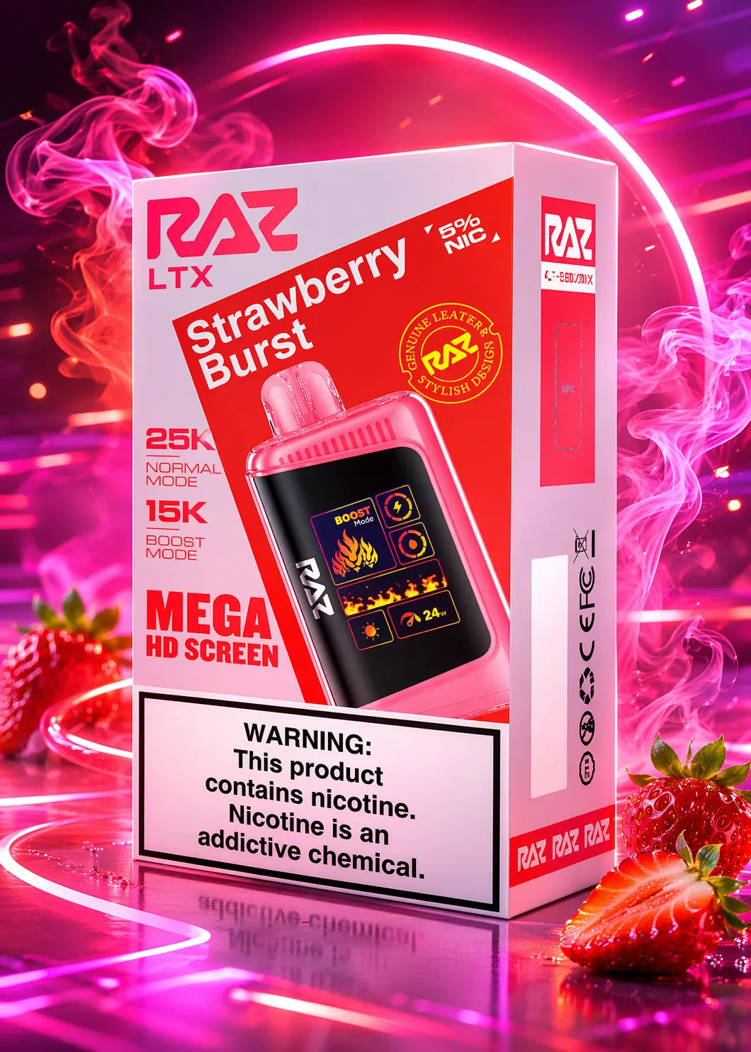 RAZ LTX Strawberry Burst disposable vape 25000 puffs and 5% nicotine in Miami